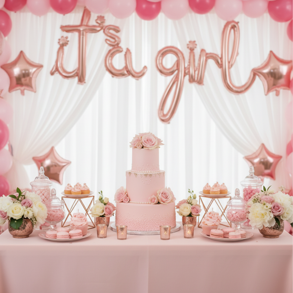 It's a Girl Banner - Dessert Table Centrepiece