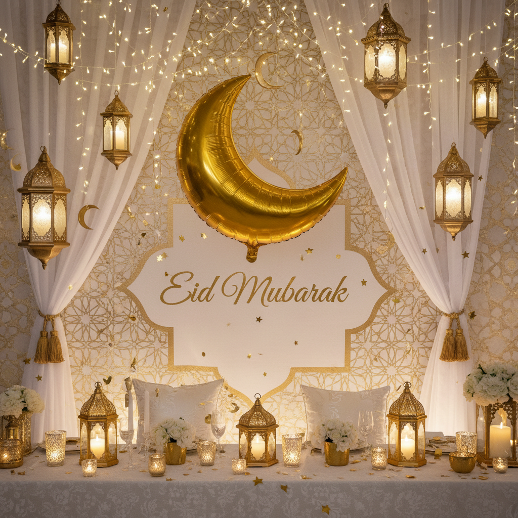 Golden Moon Balloon - Eid Mubarak Celebration