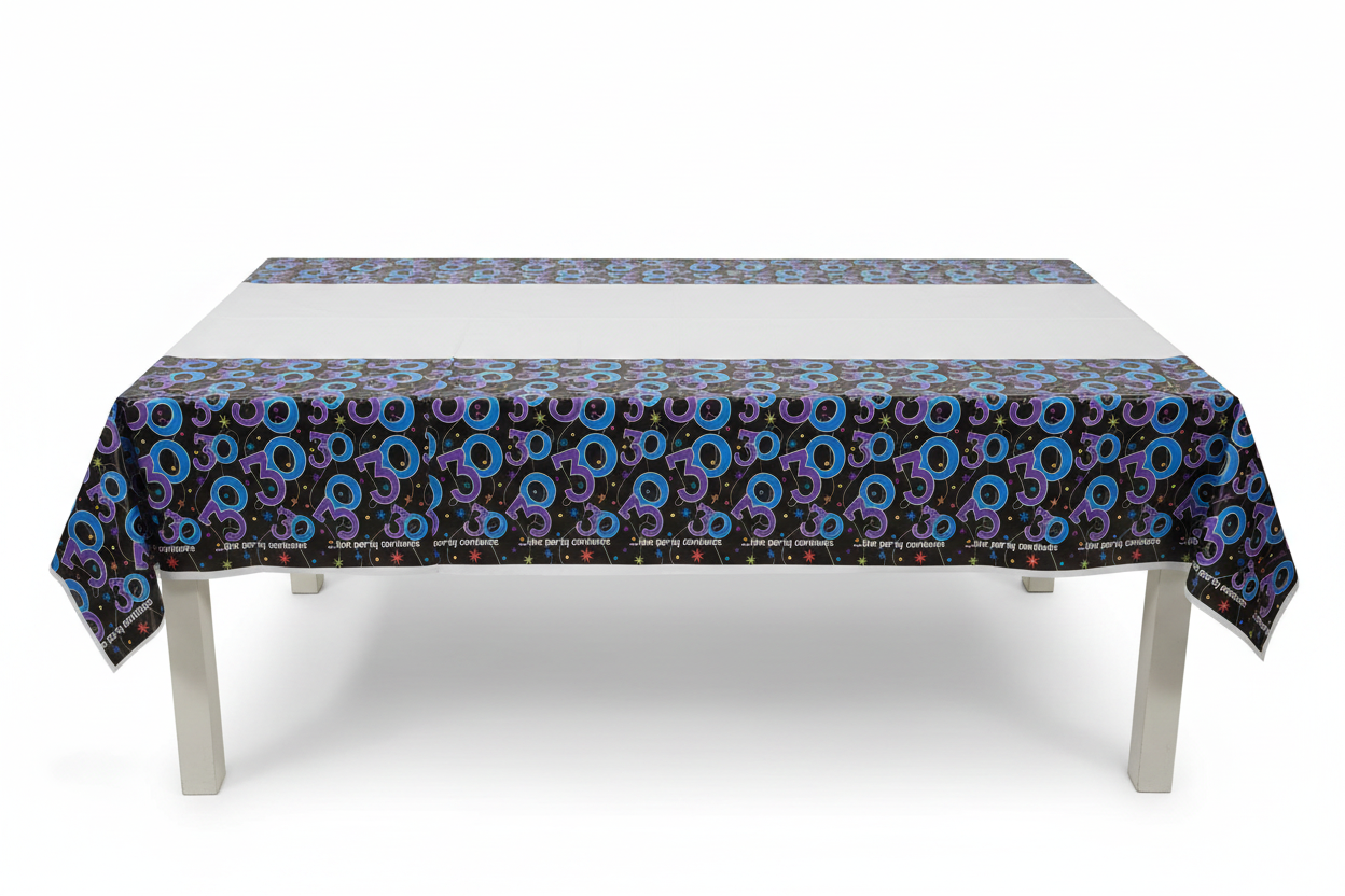 30th Birthday Plastic Tablecover flat front view