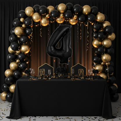 Black Number 4 Balloon - Milestone Photo Backdrop