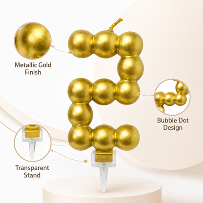 Golden Vector Dots Numerical Candle Number 2 | Fancy Birthday Candle for Cake Cutting
