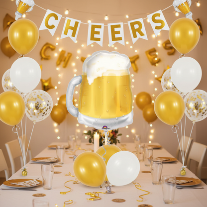 Beer Mug Balloon - Adult Birthday Party Setup