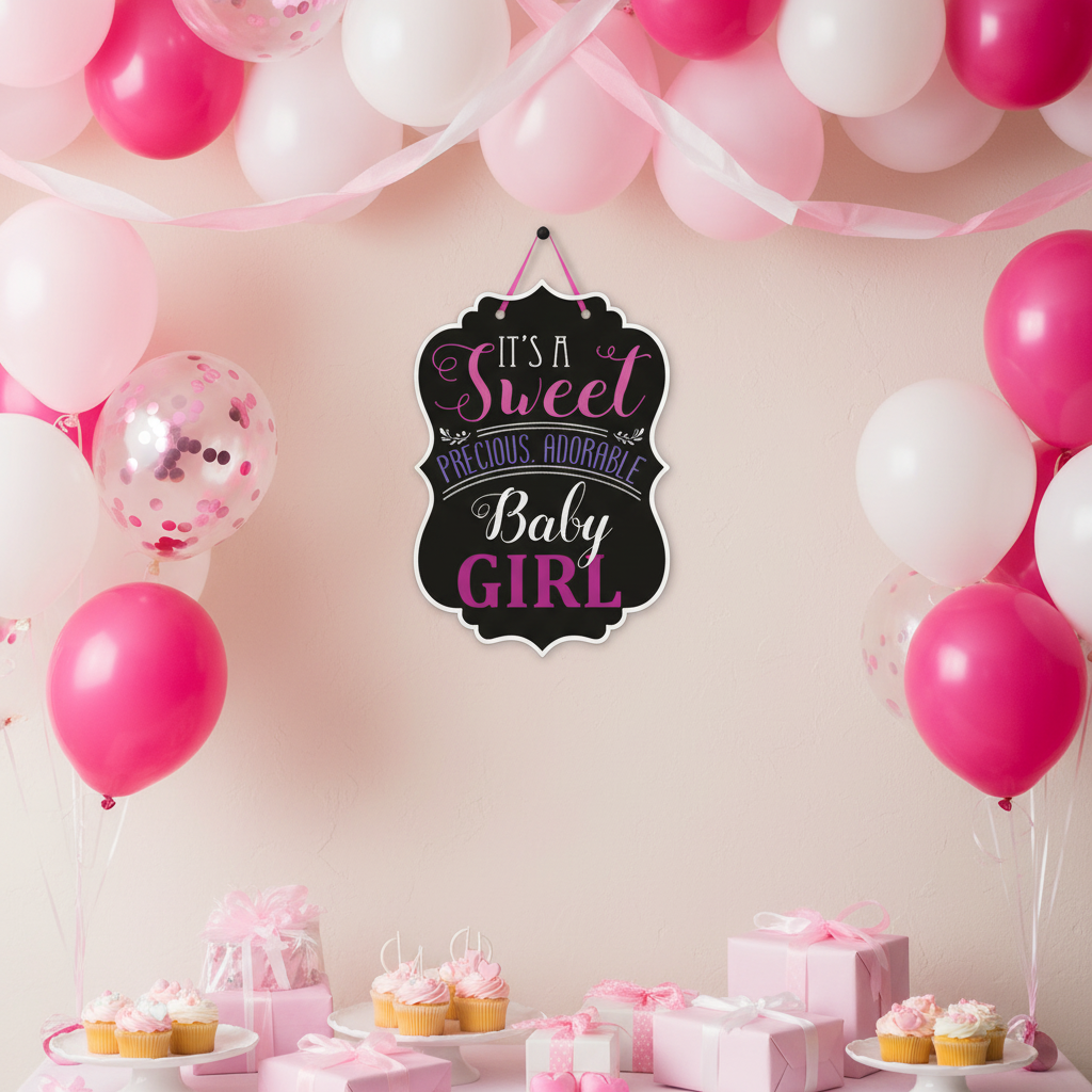 It's a Sweet Baby Girl Sign at Baby Shower Party