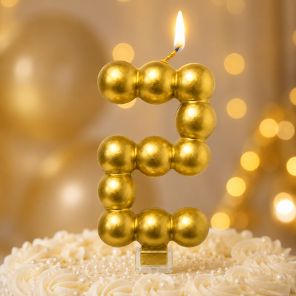 Golden Vector Dots Numerical Candle Number 2 | Fancy Birthday Candle for Cake Cutting