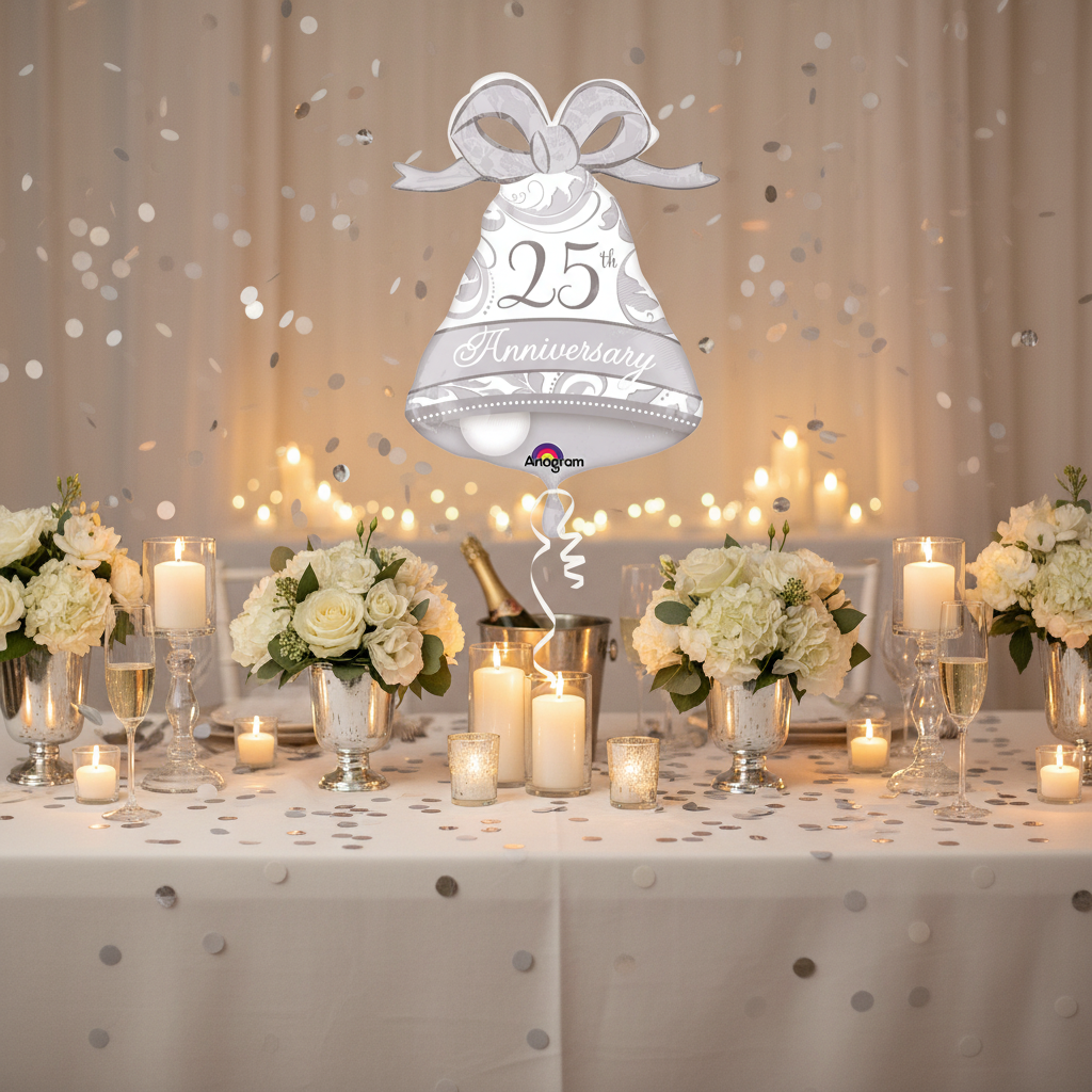 25th Anniversary Bell Balloon - Party Table Decor