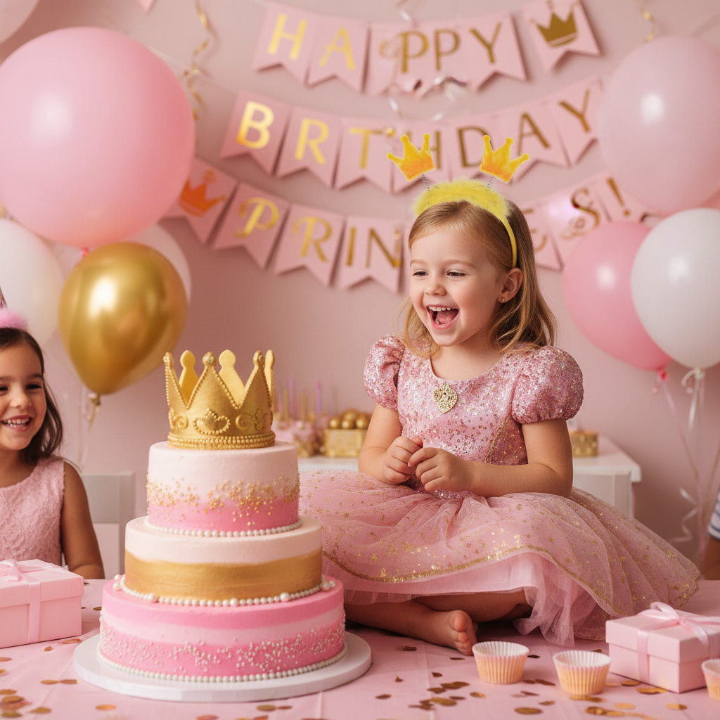 Crown Shaped Headband worn at Princess Birthday Party