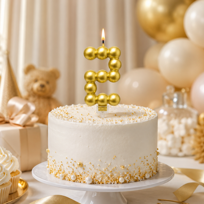 Golden Vector Dots Numerical Candle Number 2 | Fancy Birthday Candle for Cake Cutting