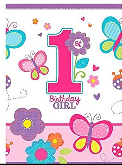 Butterflies & Flowers 1st Birthday Tablecover 54" x 102" - 1PC