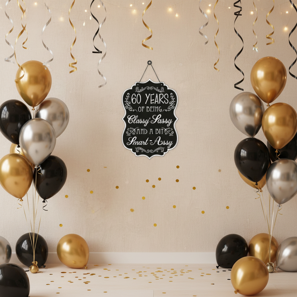 60 Years Classy Sassy Sign at Birthday Party Wall
