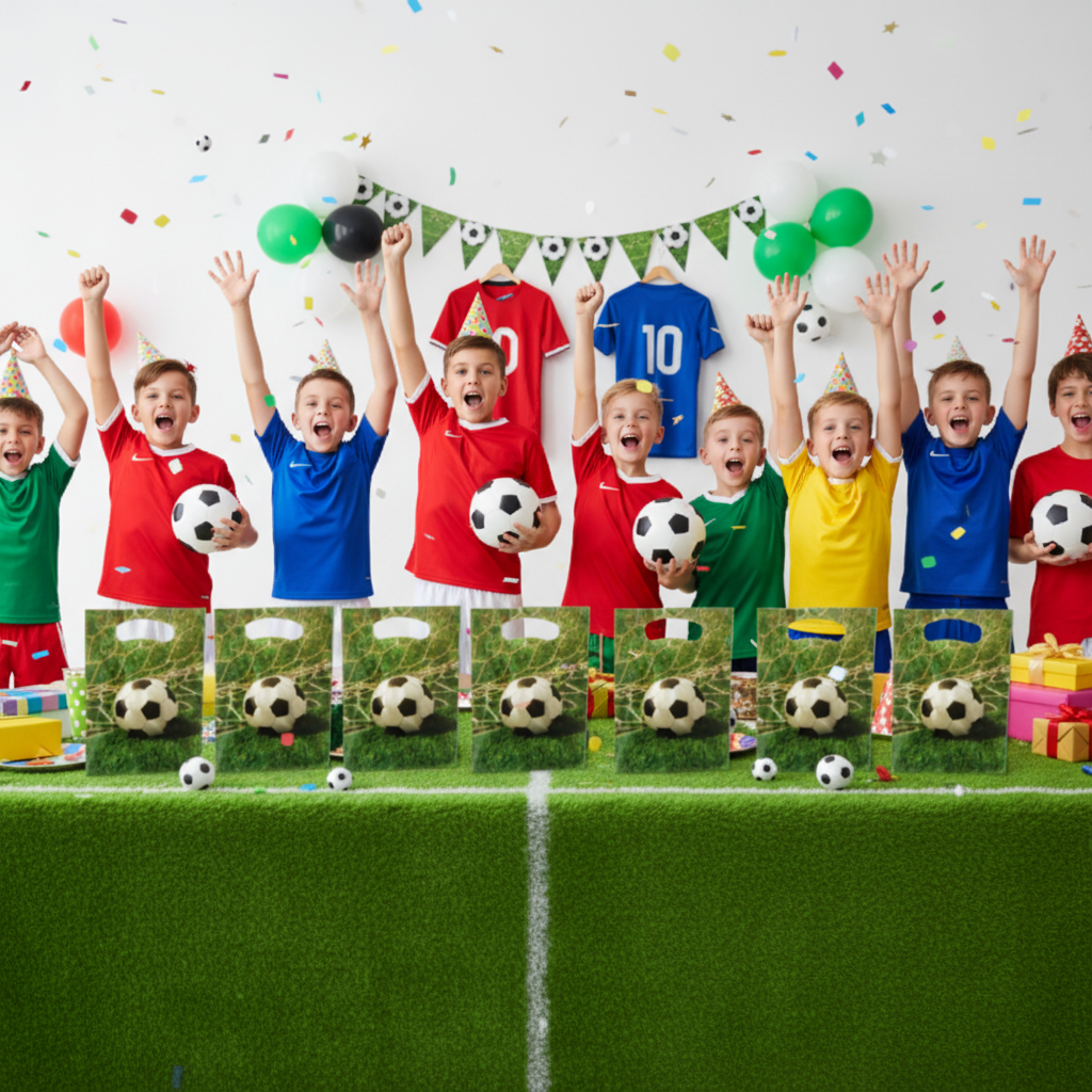 Soccer Theme Loot Bags as Return Gifts at Kids Football Birthday Party