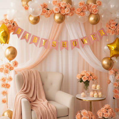 Baby Shower Peach Banner - Photo Backdrop