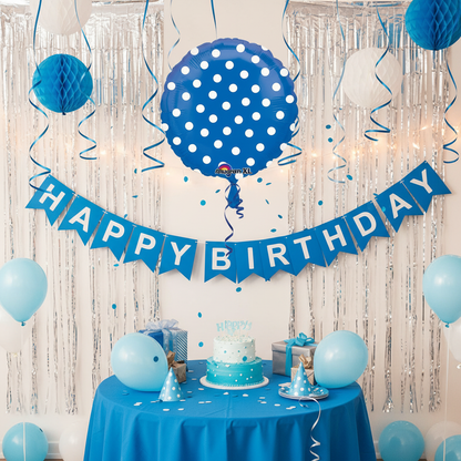 Blue Polka Dot Balloon - Blue Birthday Party