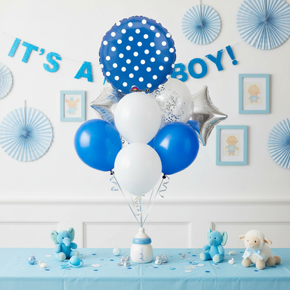 Blue Polka Dot Balloon - Boy Baby Shower