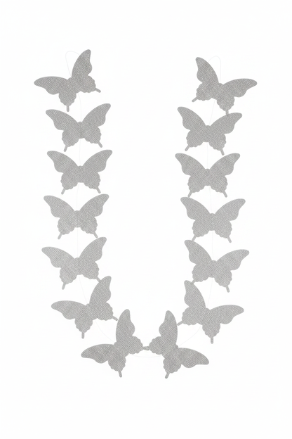 Glitter silver butterfly string decoration front view full garland