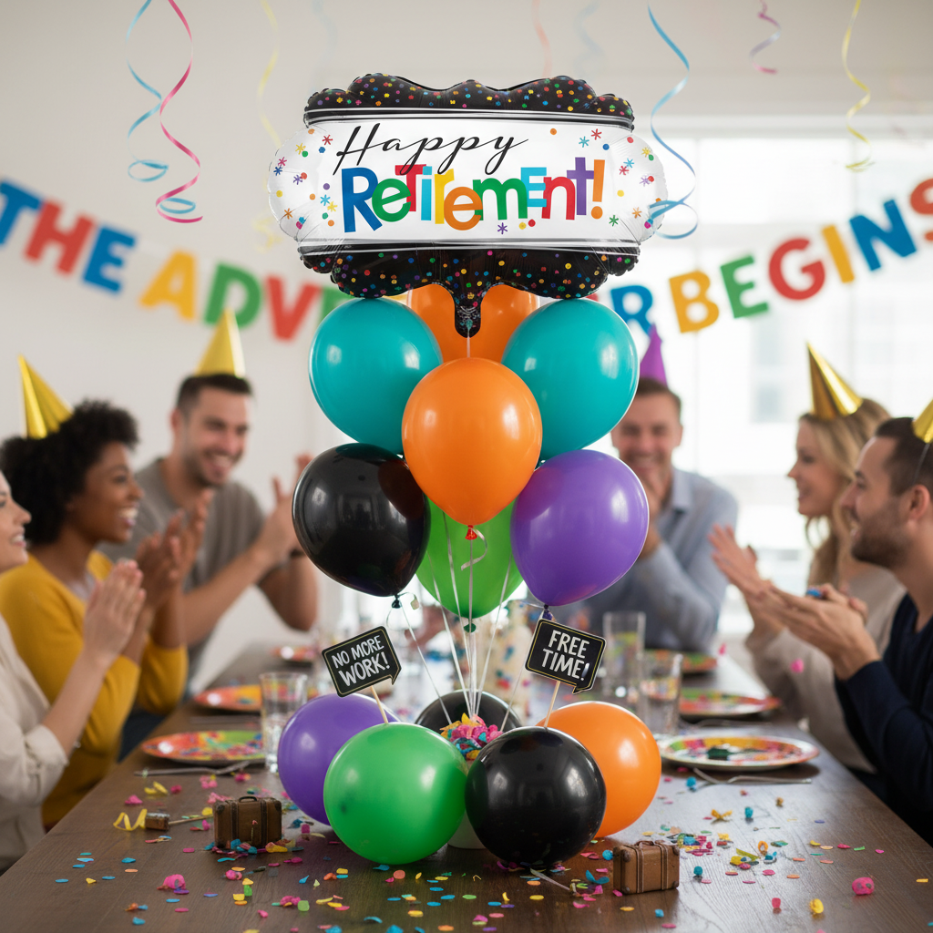 Happy Retirement Balloon - Retirement Party Centrepiece