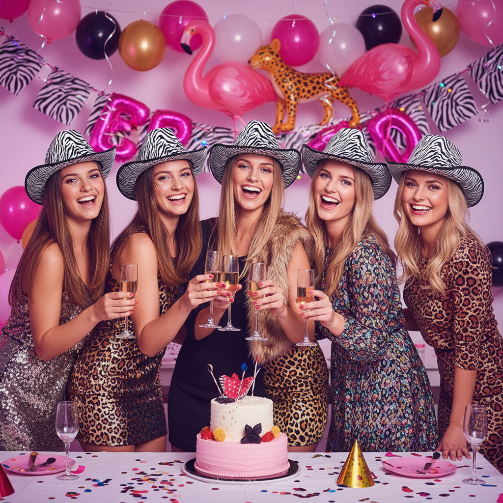 Zebra Print Cowboy Hat worn at Bachelorette Party