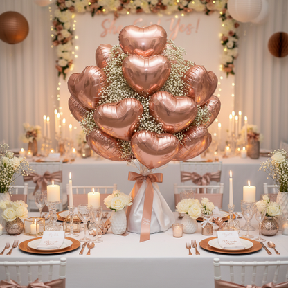 Rose Gold Heart Balloon Set - Bridal Shower Centrepiece