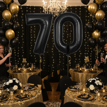 Black Number 7 Balloon - 70th Birthday