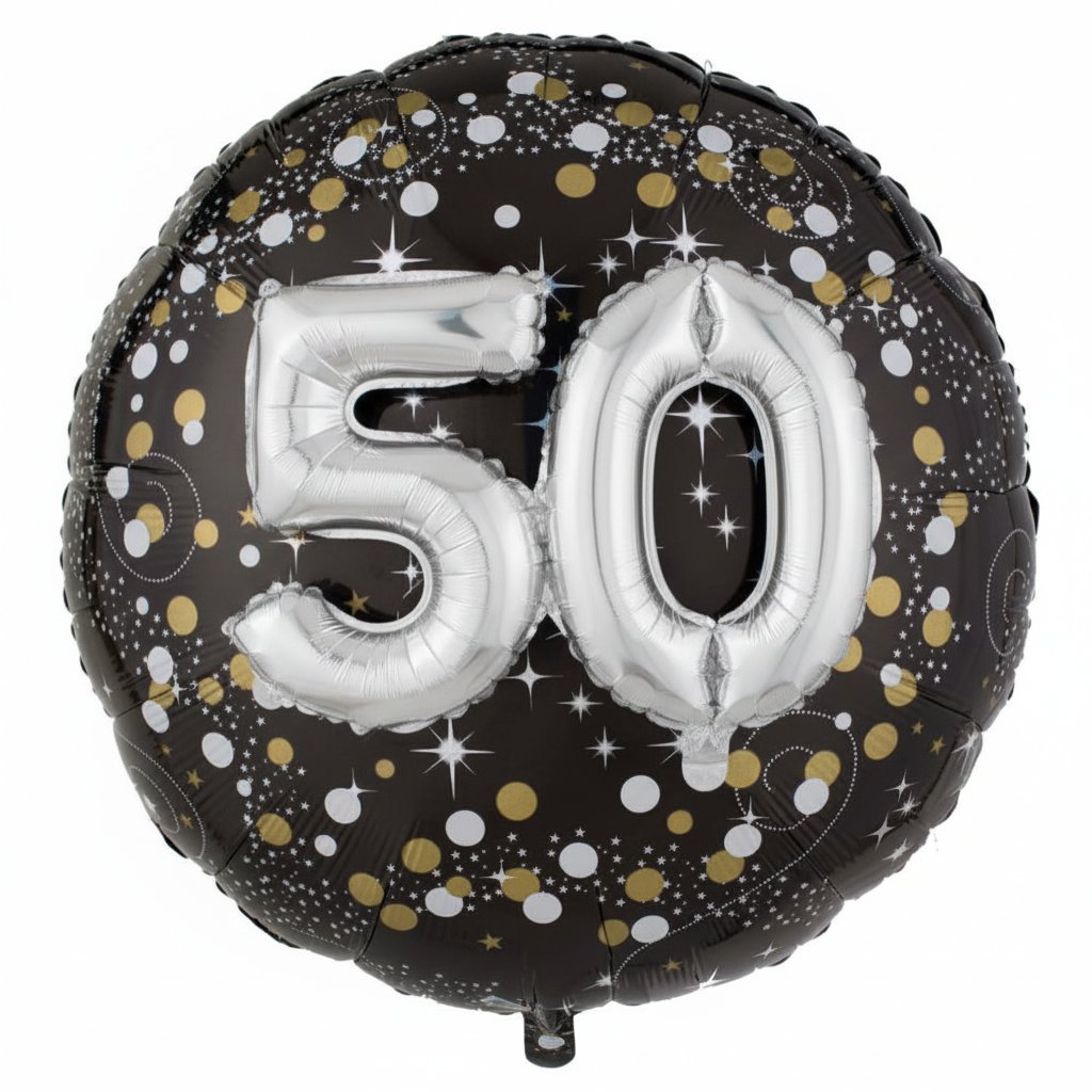 Sparkling 50th 3D Foil Balloon - Front Angle