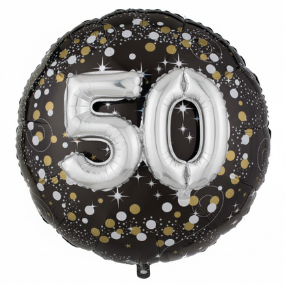 Sparkling 50th 3D Foil Balloon - Front Angle