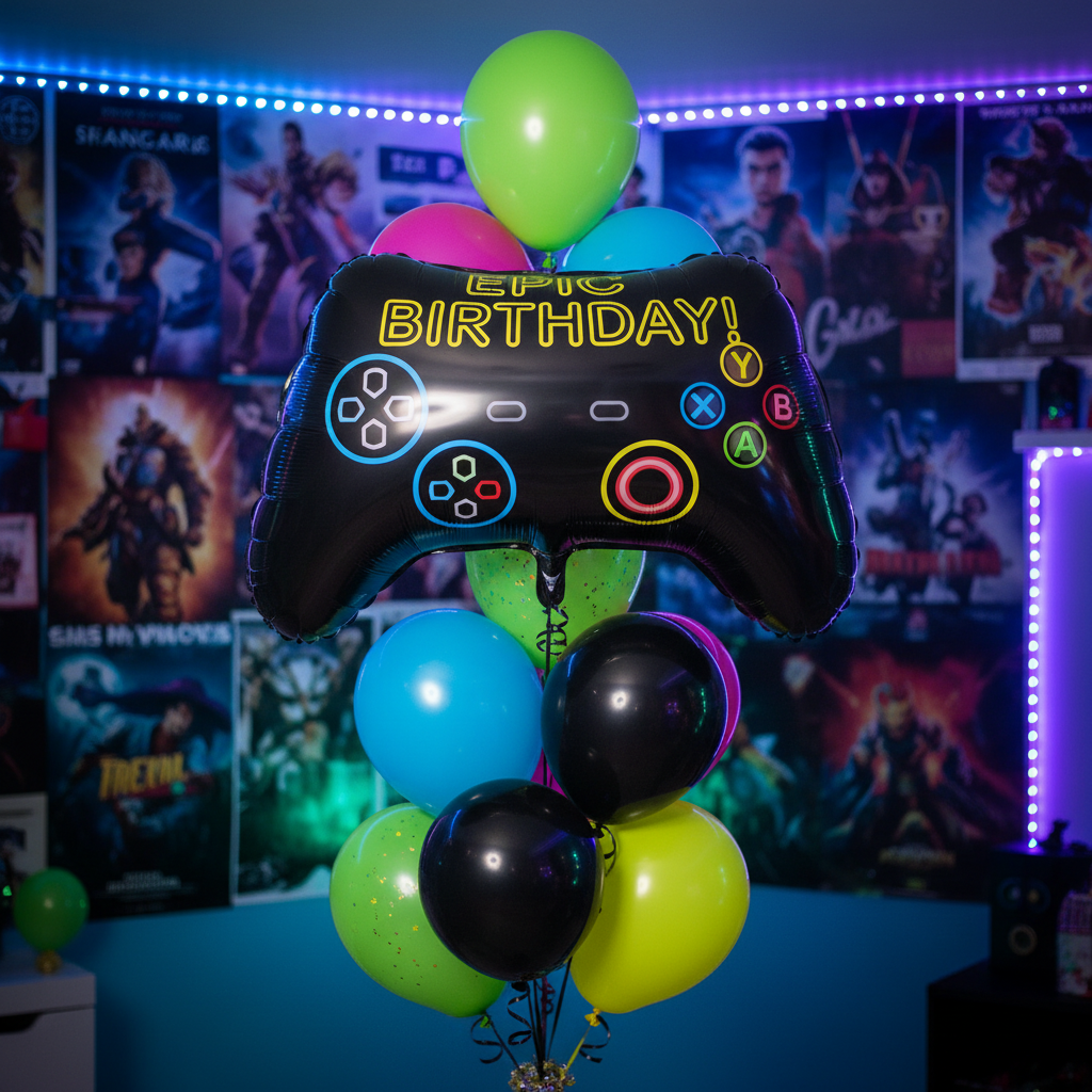 Epic Birthday Gaming Balloon - Teen Gamer Balloon Bouquet