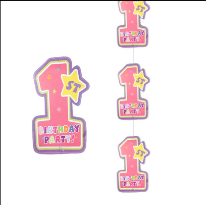 1st Birthday Girl String Decoration 7FT - 6PC