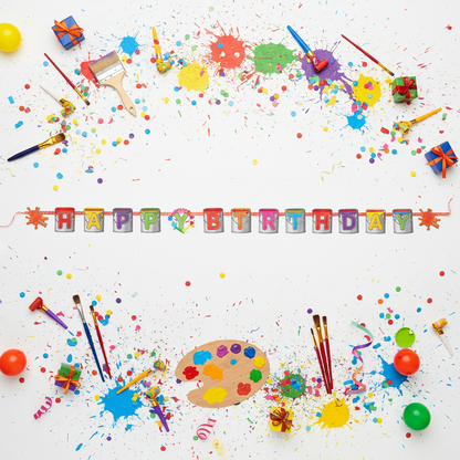 Art Attack Happy Birthday Letter Banner Creative Flat Lay Product Shot