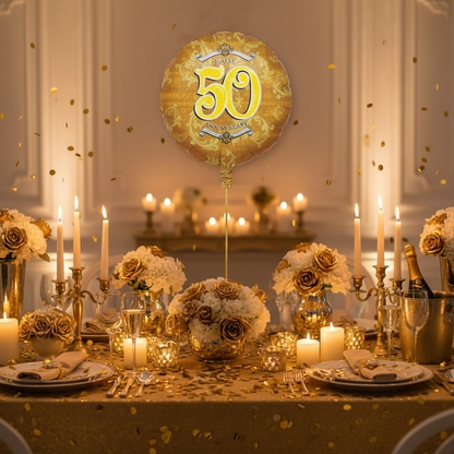 50 Gold Anniversary Balloon - Party Table Decor