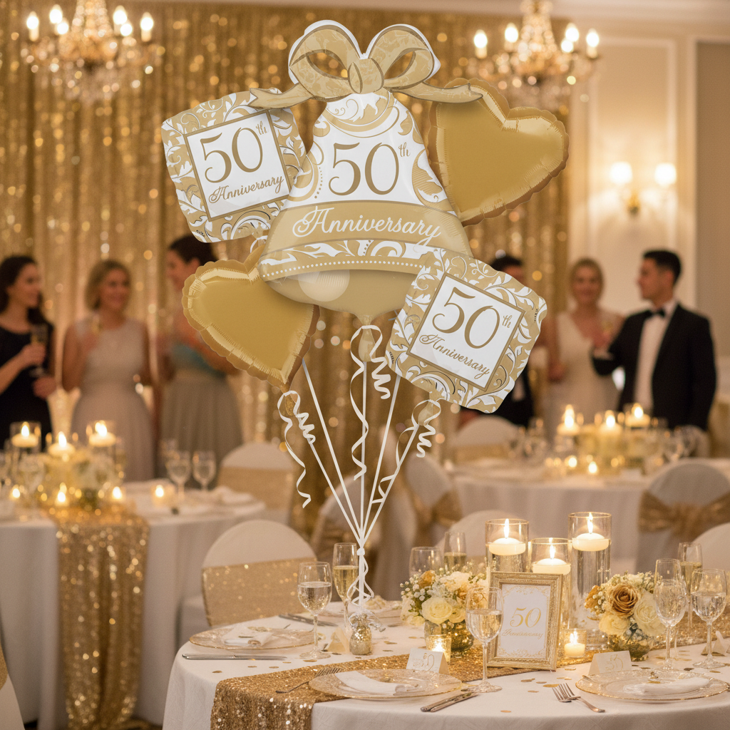 50th Anniversary Balloon Bouquet - Party Venue Decor