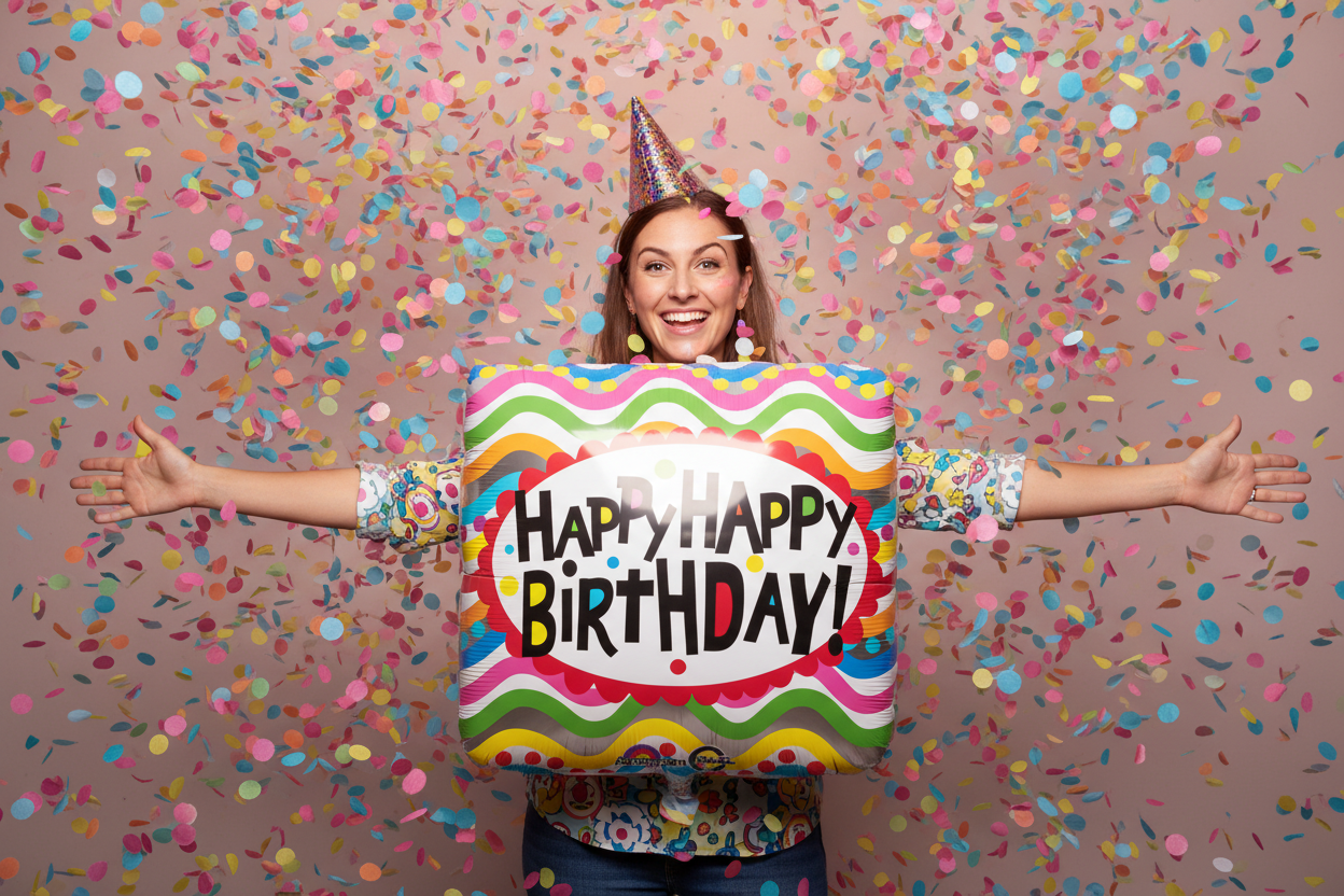 Happy Birthday Squiggles Balloon - Photo Booth