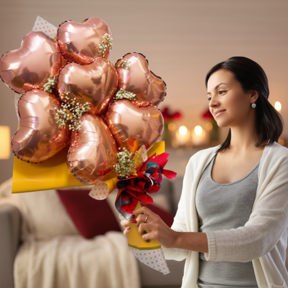 Rose Gold Heart Balloon Set - Valentine's Day Surprise Gift