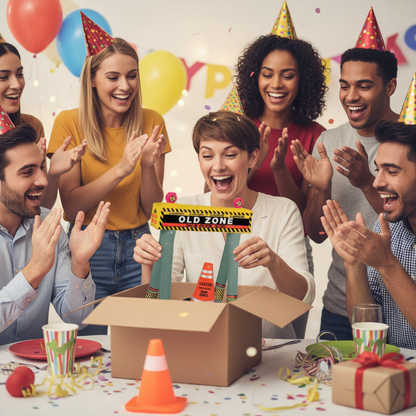 Inflatable Age Barricade Kit as Funny Gag Gift Reveal