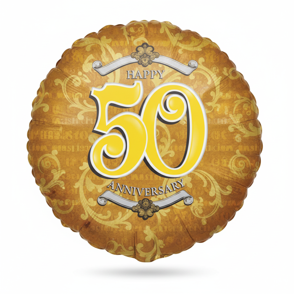 50 Gold Anniversary Balloon - Front Angle