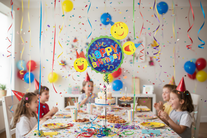 Happy Birthday Smile Faces Balloon - Kids Birthday Party Setup