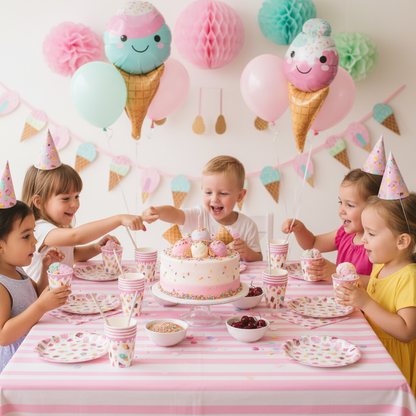 Ice Cream Theme Party Cups on Kids Ice Cream Themed Birthday Party Table