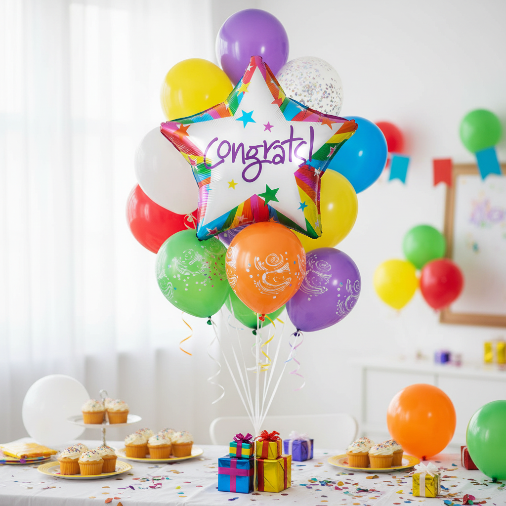 Rainbow Congrats Balloon - Job Promotion Achievement