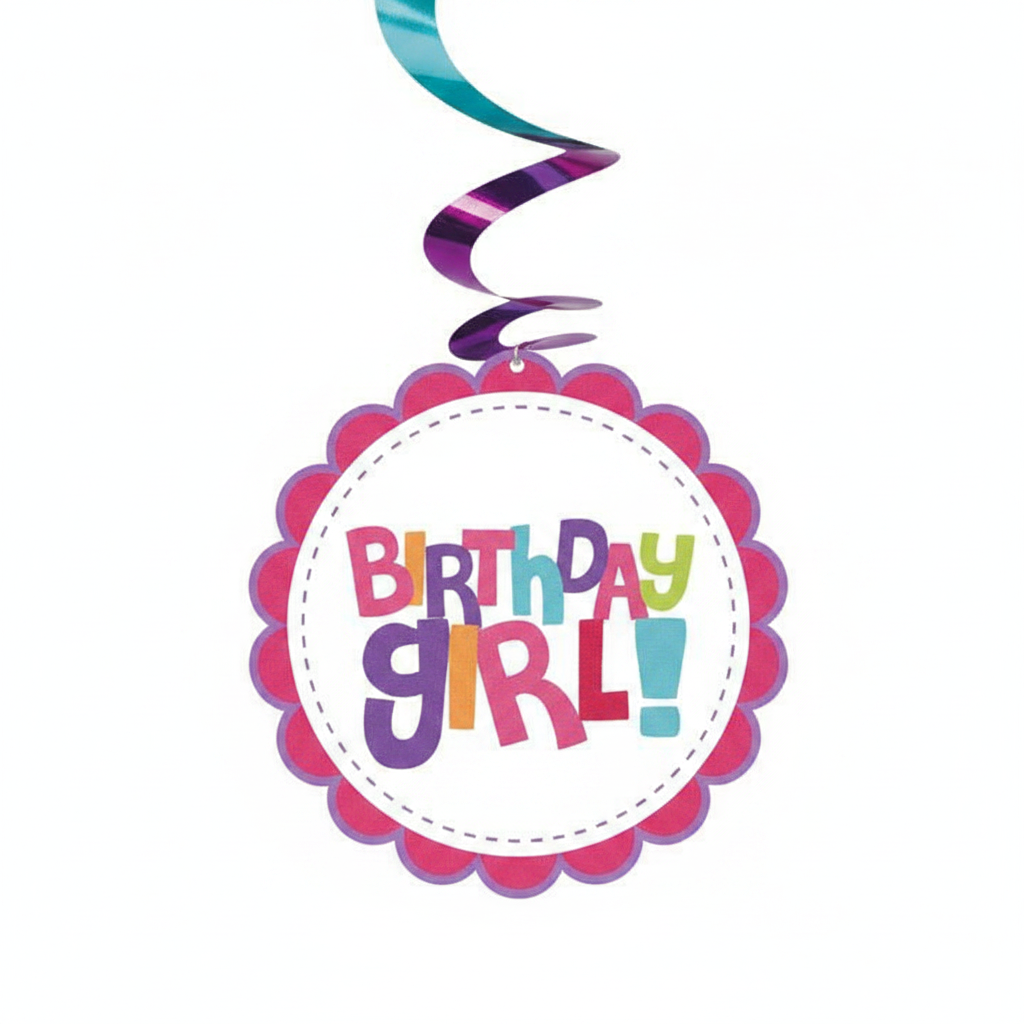 Birthday Girl Swirl Decoration close up cutout detail