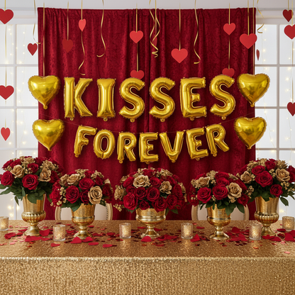 Gold Letter K Balloon - KISSES Romantic Celebration