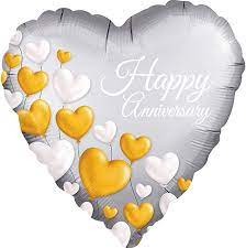 Happy Anniversary Ballloon Set in Silver & Gold -