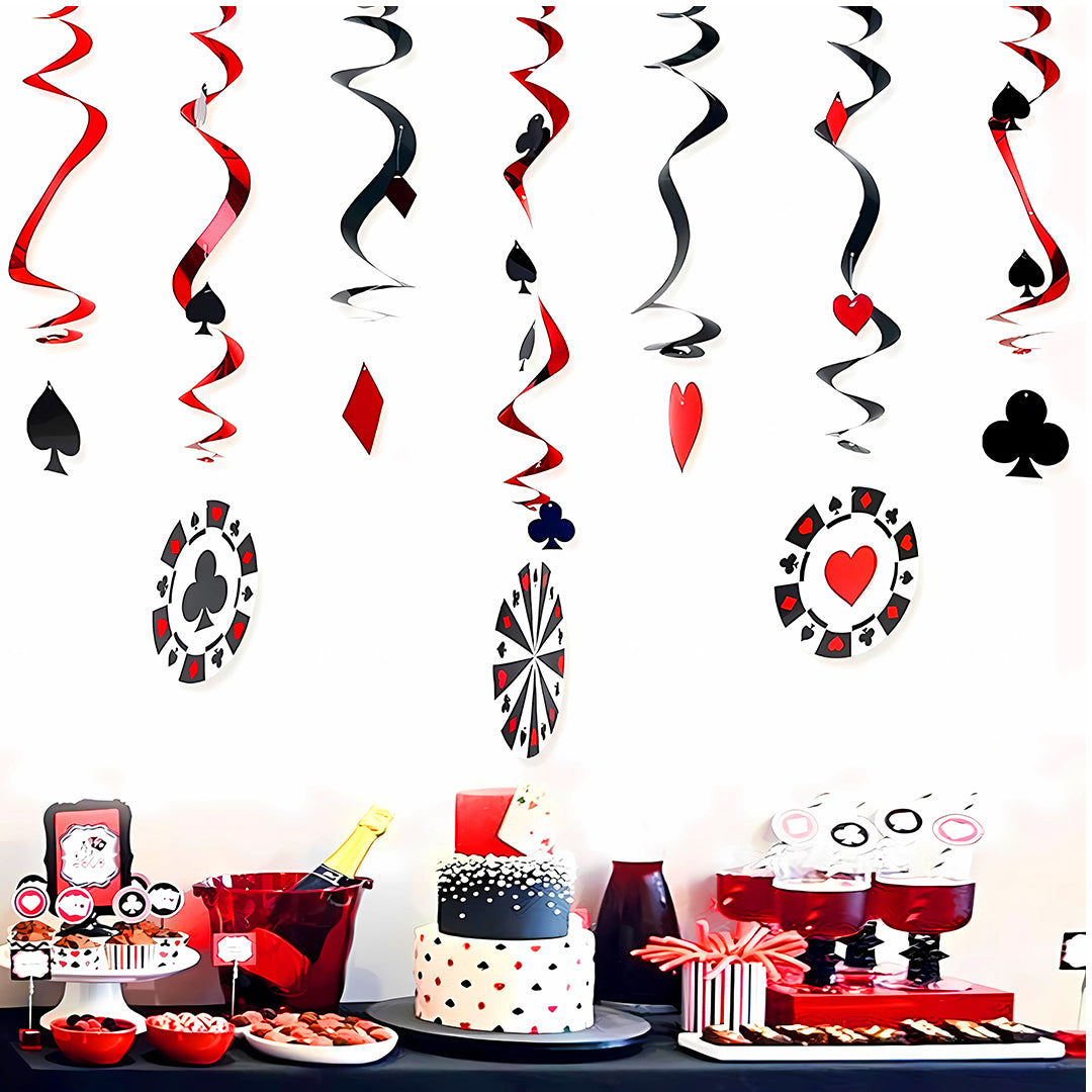 Card Party Swirl Decoration - 12PC