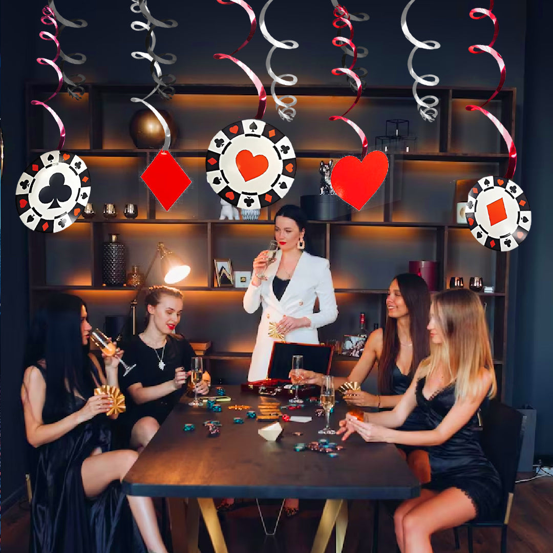 Card Party Swirl Decoration - 12PC