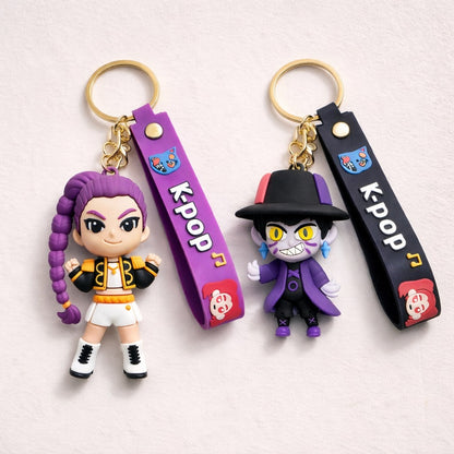 Kpop Demon Hunters Cartoon Keychains for Boys and Girls - Set of 2