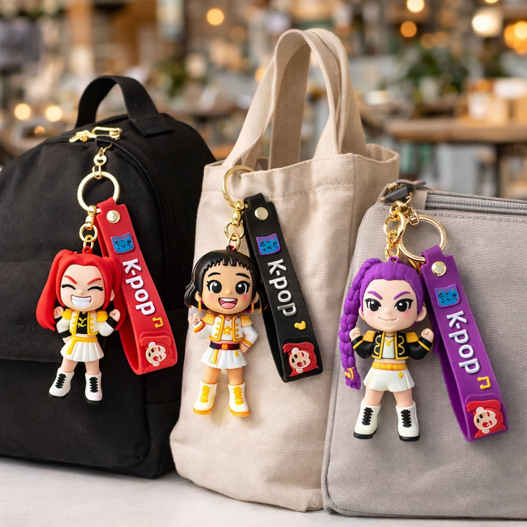 Kpop Demon Hunters Hunterix Cartoon Keychains for Girls -  Set of 3