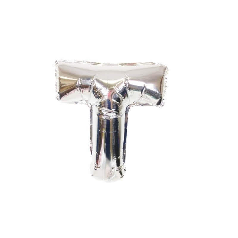 16 Letter T Silver Balloon