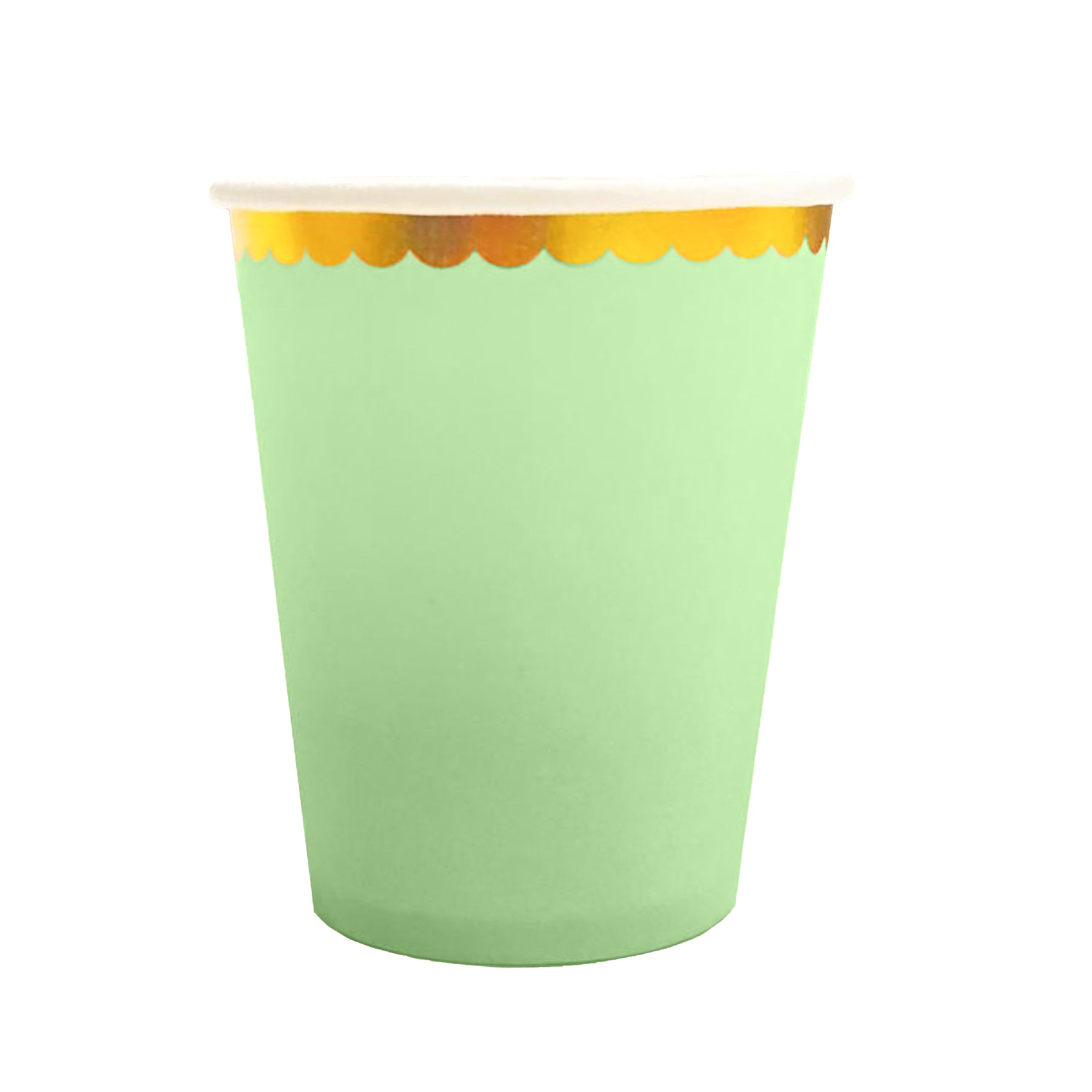 Lime Green Paper Cups with Gold Rim 250 ML - 10 PC