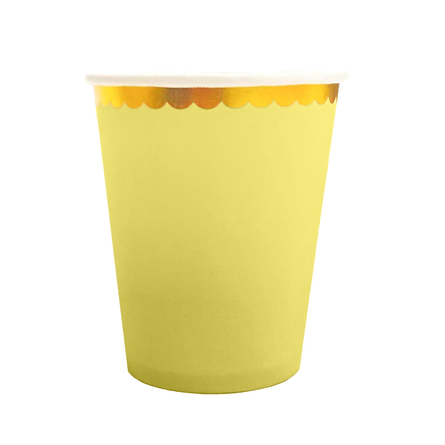 Lime Yellow Paper Cups Golden Rim 250 ML - 10 PC