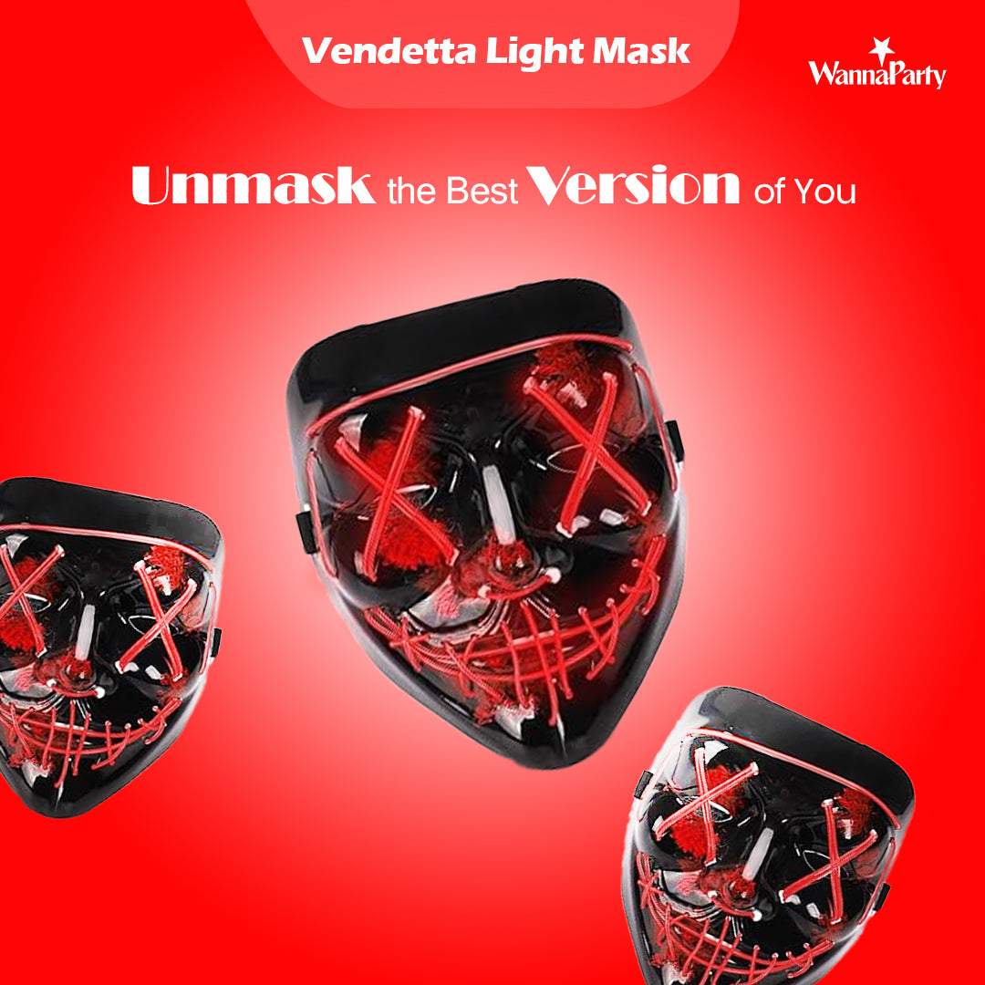 Light Up Dracula Mask Red - 1PC