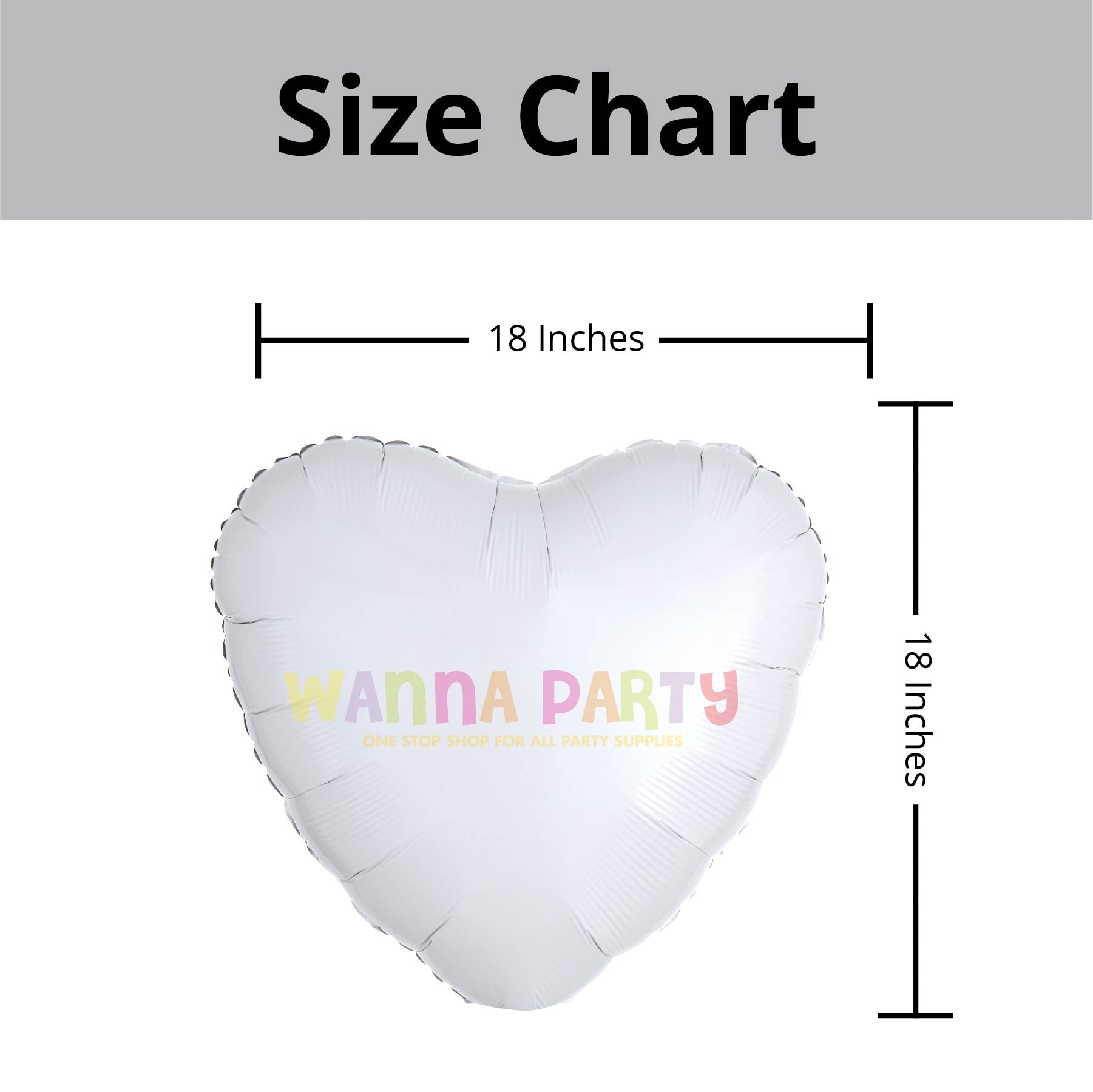 Metallic White Heart Shape Balloon 18