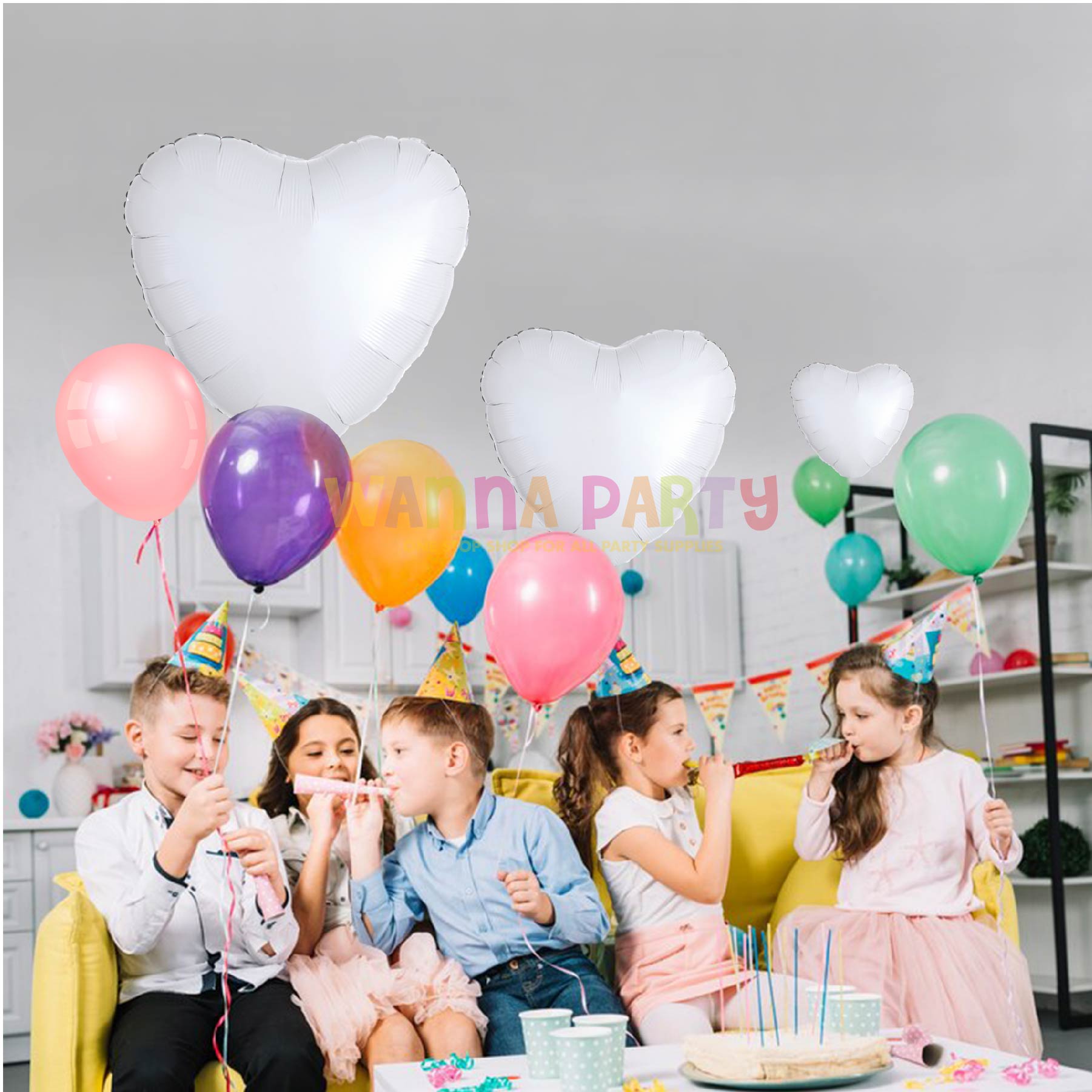 Metallic White Heart Shape Balloon 18