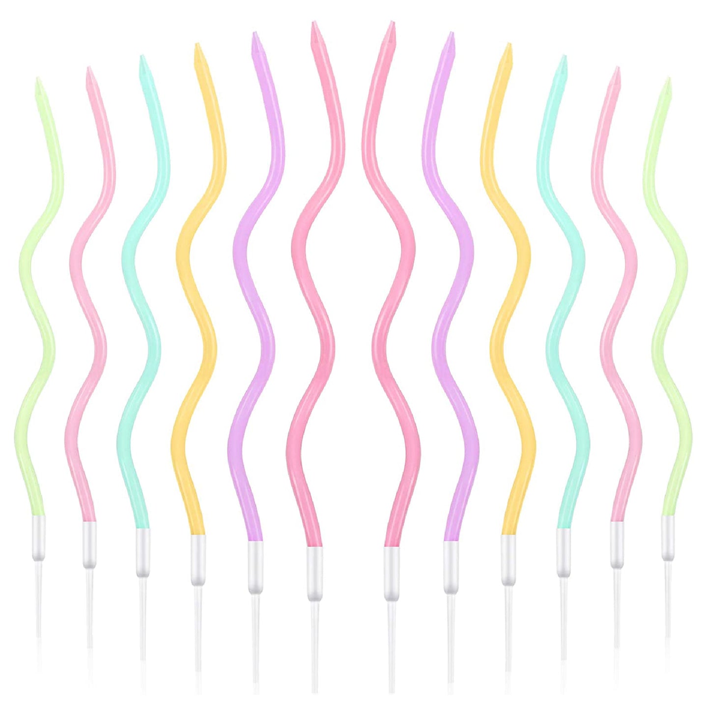 Multicolor Neon Twsited Candles - 12 PC